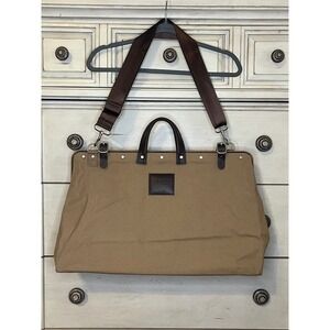 Line of Trade No. 0312 Tan Canvas Leather Trim Weekender Duffel Bag Mens Travel